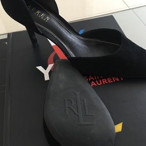 EUC Ralph Lauren Black Suede Heels